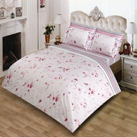 ست ملحفه و روتختی ساتن مل رز مدل ارکید orchid