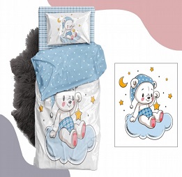 ست لحاف و روتختی نوزادی مل رز مدل ابر (کلود) CLOUD